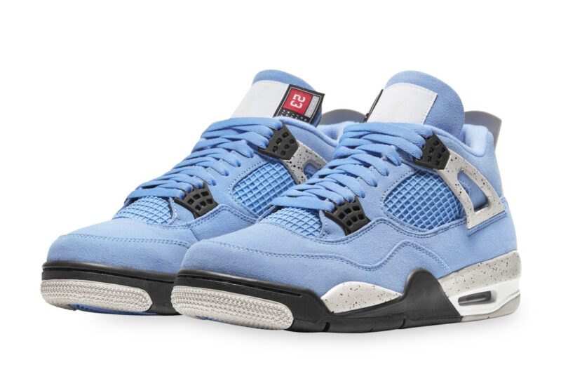 Зимние Nike Air Jordan 4 University Blue голубые нубук мужские (40-45)